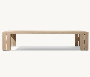 Table basse de jardin en bois <span class=keywords><strong>vintage</strong></span> de luxe, en <span class=keywords><strong>teck</strong></span> naturel vieilli - Product Image 1