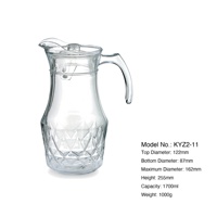 Pichet à eau 1700 ml en verre côtelé motif diamant avec poignée ergonomique – Distributeur de boissons grande capacité pour cafés, bars et événements festifs