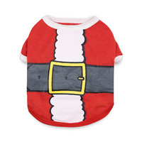 T-shirt de Noël pour chien et chat, motif écharpe rouge, design dessin animé, mélange de coton durable, confortable, costume de vacances d'hiver pour petits animaux