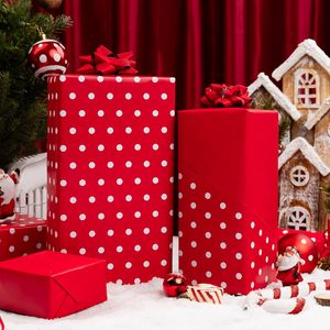 Polka Dots Reversible <b>Wrapping</b> <b>Paper</b> Roll 17 Inch X 33 Feet Red White Christmas Holiday Gift Craft Packaging - Product Image 3