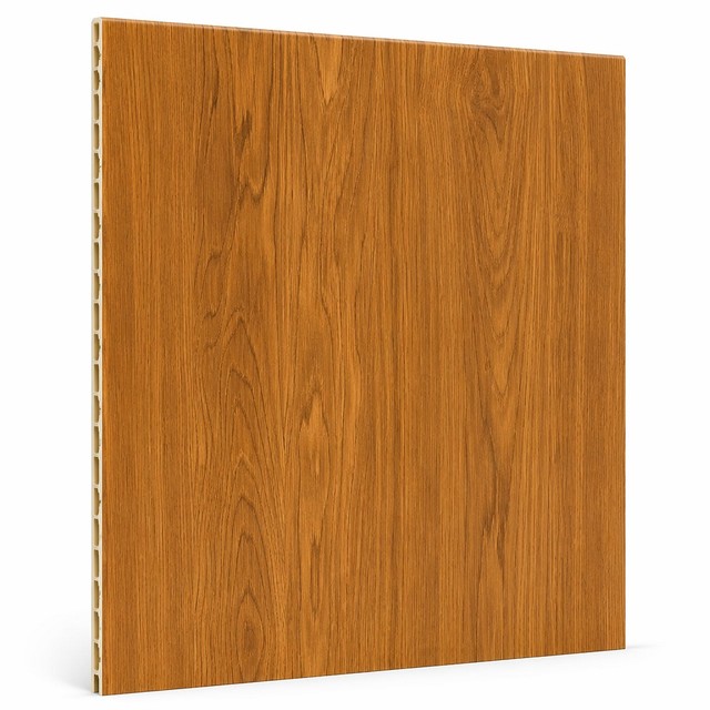 Teak Wood Fireproof Waterproof PVC Wall Panel 8mm Semi-Gloss Anti-Mold B1 for Shower Bathroom Spa Hotel Bedroom