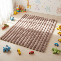 Tapis rectangulaires en fausse fourrure de lapin en polyester, tapis géométriques tuftés fabriqués à la machine, tapis antidérapants pour la maison