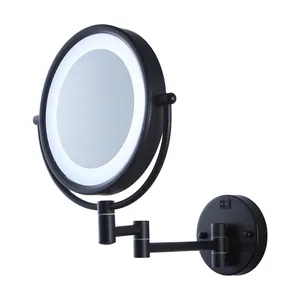 Cosmetico retrattile 10 pollici appeso a parete rotondo bagno led specchio illuminato