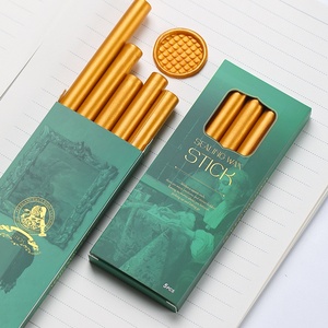 DIYワックスシールスティックウェディングデコレーション樹脂パラフィンゴールド5個パックボックス直径1.1cm耐火銅 - Product Image 1