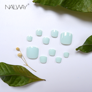Manicura de uñas postizas con pegamento, puntera cuadrada de ABS azul claro, venta al por mayor - Product Image 4