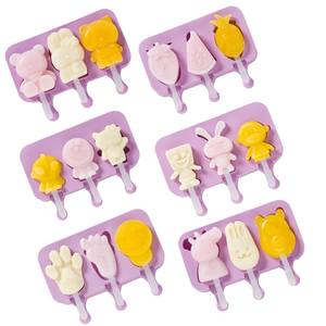 แม่พิมพ์ซิลิโคนไอศกรีมรูปกระต่ายสีม่วง แม่พิมพ์ไอติมการ์ตูนน่ารักสีม่วงสำหรับทำเค้กป๊อปรูปอุ้งเท้าและตุ๊กตาหิมะ - Product Image 1