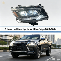 Kit de conversion de carrosserie de camionnette, systèmes d'éclairage, feux de voiture, phares à LED à 3 lentilles pour Hilux Vigo 2012-2014