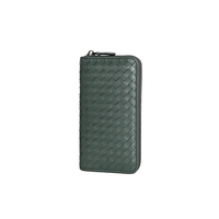 Dompet Kulit Domba Tenun Tangan dengan Ritsleting, Gaya Bisnis, Kapasitas Besar, Tempat Kartu