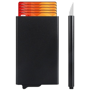 Porte-cartes minimaliste Normcore <span class=keywords><strong>en</strong></span> aluminium, nouveau, personnalisé, avec ouverture latérale, style fin, pour 6 cartes - Product Image 1