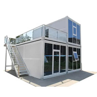 Villa de luxe préfabriquée en structure acier, maison conteneur pliable, résistante aux ouragans et à l'eau, pour usage commercial, design moderne, installation rapide