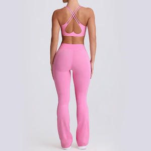 Nouveau soutien-gorge de sport transfrontalier pour femmes ensemble caraco respirant à peine là pantalon de yoga à séchage rapide pour logo de fitness en plein air sur le devant - Product Image 2