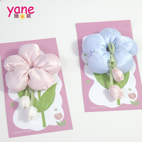 Chouchou à fleurs surdimensionné, élastique à cheveux couleur personnalisée, accessoire capillaire avec carte de présentation pour usage quotidien et cadeaux