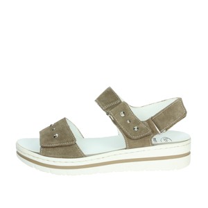 Valentina sandali con tacco a punta aperta in Taupe con fodera in vera pelle traspirante comode zeppe estive con plateau - Product Image 1