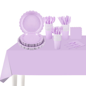 ชุดอุปกรณ์จัดเลี้ยง DAMAI สำหรับงานเลี้ยงวันเกิด ของตกแต่งงานเลี้ยงสีพื้น จานกระดาษและแก้วกระดาษแบบใช้แล้วทิ้ง ชุดอุปกรณ์จัดเลี้ยง - Product Image 5