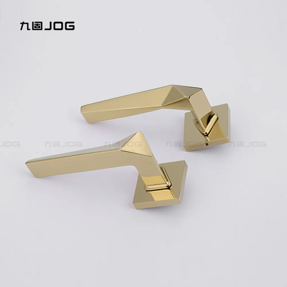 JOG Hardware Factory OEM Zinc Alloy PVD Gold luxury internal bedroom lever wooden modern door handles