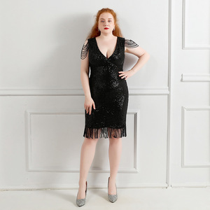 18193-S # paillettes corte, taglia Super grassa, grande, bellezza, abito da spettacolo, serata banchetto - Product Image 3