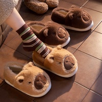 Chaussures en daim Capybara avec semelle EVA, nouveau style pour femme, chaussures d'intérieur parent-enfant, en velours chaud antidérapant, talon pour homme