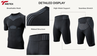 Ensemble de sous-vêtements de sport pour homme TIMETEX, manches courtes, compression, évacuation de l'humidité, ajustement parfait