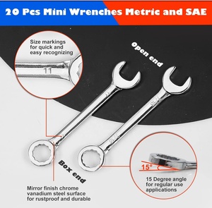 Kit de 20 clés à fourche miniatures métriques 4-11 mm et clés mixtes SAE 5/32 à 7/16 pouces – Ensemble de clés miniatures durables - Product Image 4