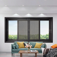 Fenêtre coulissante horizontale en alliage d'aluminium américain, type chenille, anti-ouragan, pour villa, certifiée Energy Star, avec verre trempé et contrôle anti-insectes