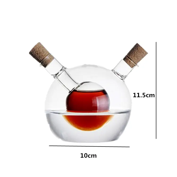 Bouteille d'huile d'olive en verre borosilicate, bouteille de vinaigre en verre à haute teneur en carbone avec bouchon en liège pour la cuisine