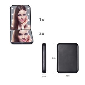 Espejo de bolsillo para maquillaje de viaje, portátil, aumento de 1X/<span class=keywords><strong>2X</strong></span>, espejo de monedero compacto LED con luz de mano, pequeño iluminado para regalo - Product Image 6