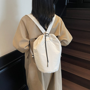 Sac seau résistant à l'eau de couleur unie, sac à dos en toile, sac de sport, style minimaliste toutes saisons - Product Image 4