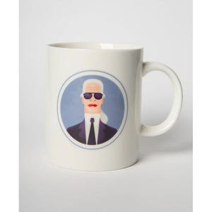 Tazza in Ceramica con Ritratto di Karl Lagerfeld, Tazza da Caffè Bianca 11 Oz - Product Image 1