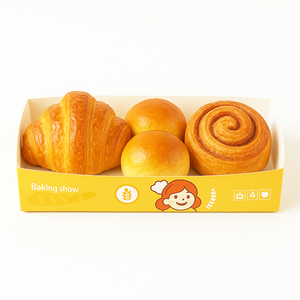Logo personnalisé Emballage de hot-dog jetable Croissant Sandwich pliable à la cannelle Rouleau de charcuterie <span class=keywords><strong>Plateau</strong></span> en papier Boîtes pour boulangerie - Product Image 1