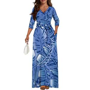 Pengiriman gratis kedatangan baru gaun Prom elegan lengan 3/4 wanita kustom desain Maori Australia Lace-Up dengan gaun saku samping - Product Image 3