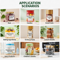 Vente en gros de boîtes en plastique PET à large ouverture pour aliments pour animaux de compagnie, lait en poudre, noisettes, graines de melon, fruits à coque, avec couvercle hermétique