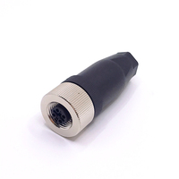 Connecteur femelle droit en plastique automobile EnerGiz Electronics M12 à code A, 4 broches, avec placage or cuivre, 4A 250V