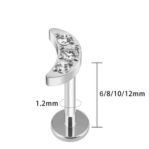 Top Fashion 2024 Wholesale New Style ASTM F136 Titanium Moon Internal Thread Earrings Titanium Body Piercing Jewelry