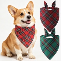 Bandanas pour chien à carreaux de Noël Tanpopo, foulards triangulaires en tartan rouge et vert pour animaux de compagnie, accessoires de fête de Noël pour animaux
