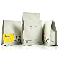 Sachet de café personnalisé OEM, pochette autoportante scellée en PET avec carte insérée, valve de ventilation unidirectionnelle, sac de scellage de café haut de gamme