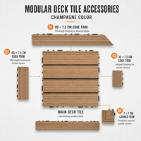 Moderne DIY Ineinandergreifende WPC-Terrassendielen 300*300mm Gebürstete Glatte Holzmaserung Umweltfreundlicher Außenbodenbelag für Balkon und Garten
