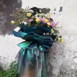 Koreaanse Stijl Dazzle Kleur Bloem Wikkelen Gaas Vouwen Bloemen Decoratie Verpakking Papier Gaas Voor Bloem