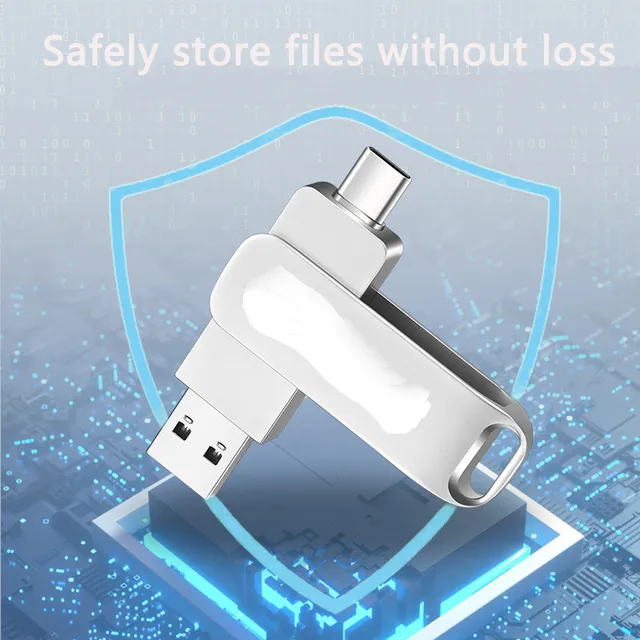 Portable High-Speed 3.0 2.0 USB Flash Drive Type-C External 128GB to 1TB SSD Metal 8GB 16GB 64GB Capacities for Phones Gift Idea