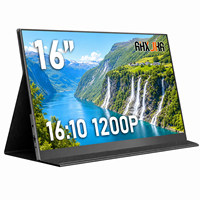 Moniteur mobile AHXJKA 16 pouces 1920x1200 1200P 120Hz avec étui de protection en cuir, alimentation OEM, un seul câble, compatible Win/Mac/Console