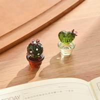 Décoration mignonne en verre soufflé à la main en forme de cactus, ensemble de figurines miniatures de plantes succulentes en pot pour cadeau, jardin féerique et collection