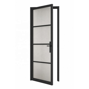 Porte <span class=keywords><strong>de</strong></span> chambre avec panneau en verre, structure à âme pleine, en matériau WPC, pour projets d'aménagement intérieur d'appartements, export direct fabricant PSL OEM - Product Image 1