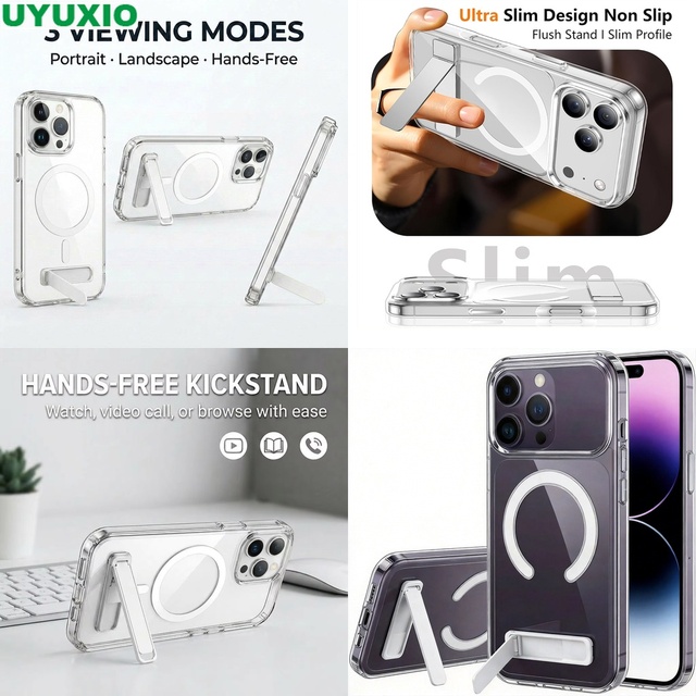 Heavy Duty Magnetic Kickstand Case for iPhone 12 11 Pro Max 17 16 15 14 13 12 Mini Shockproof Adjustable Cover with Holder