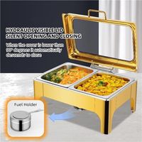 Chauffe-Plat Rectangulaire Professionnel en Acier Inoxydable Doré 9L – Vente Directe Usine – Idéal pour Hôtels, Restaurants, Traiteurs, Mariages et Événements
