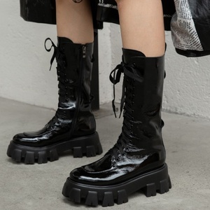 New Designs Lace-up Buckle Women <b>Boots</b> Removable Decoration Thick Sole Middle High Booties Shoes Breathable <b>Boots</b> for Ladies - Product Image 2