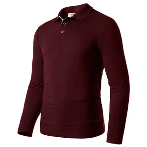 E-commerce supplier slim fit soft men cotton long sleeve turn down collar golf polo t shirt