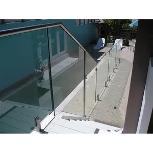 מודרני ברור למינציה מסגרת זכוכית מחוסמת מדרגות זכוכית מחוסמת מדרגות זכוכית מעקה חיצונית