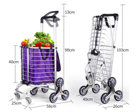 Caddies pliables pour épicerie chariot à main Portable d'escalade d'escalier avec panier chariot à linge utilitaire avec 8 roues
