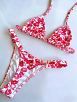 Fabrikant van hoogwaardige op maat gemaakte hardware design dames Braziliaanse kleurrijke badpak bikini set string tanga badkleding voor vrouwen