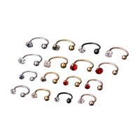 En gros Non-Piercing C-Forme En Acier Inoxydable Nez Oreille Cartilage Clip Sur Boucles D'oreilles avec Boule De Cristal Goujons D'extrémité
