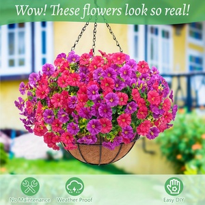 Flores Artificiales Colgantes Resistentes a los Rayos UV, Aptas para Exteriores, <span class=keywords><strong>Petunias</strong></span> Artificiales con Contenedor - Plantas Colgantes Realistas para Jardín - Product Image 4